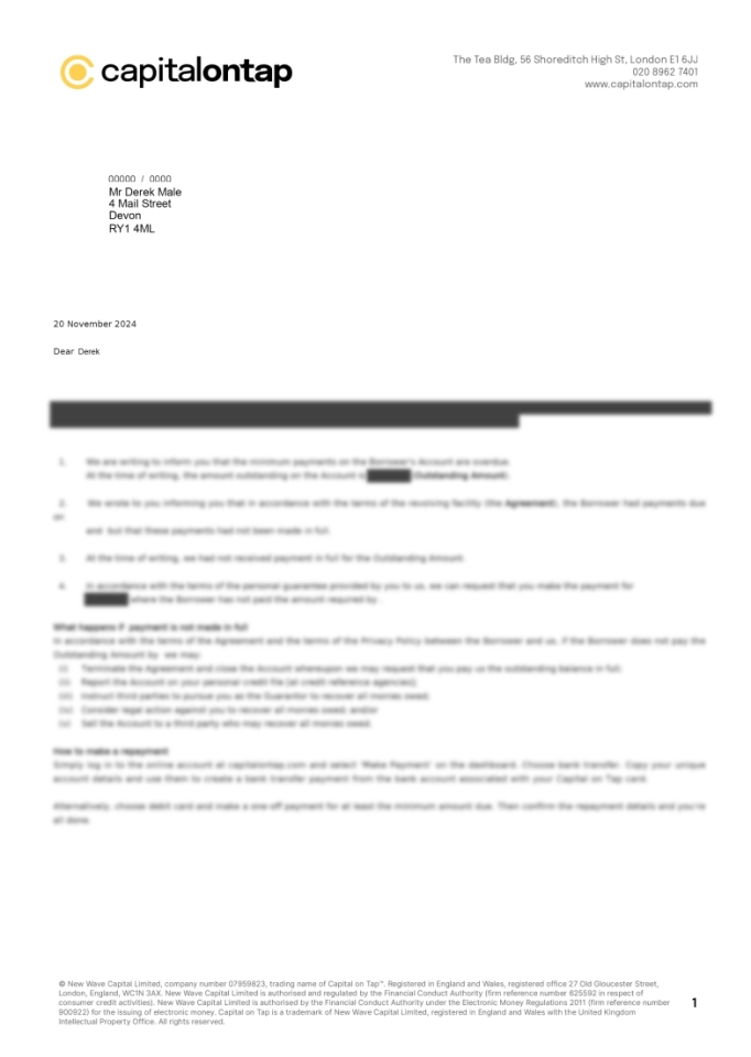 Reminder letter example