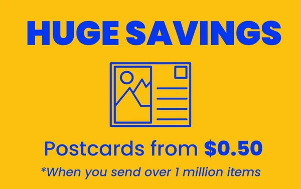 Huge Savings, Postcards from $0.50